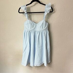 Sky to Moon Light Blue Dress with Ruffle Straps